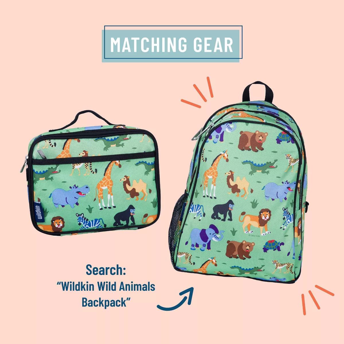 Wildkin Olive Kids' Wild Animals Lunch Box