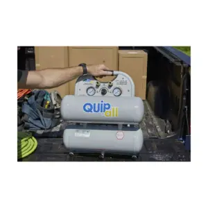 Quipall 4-1-SILTWN-AL Ultra Quiet 1 HP 4.6 Gallon Oil-Free Twin Stack Air Compressor