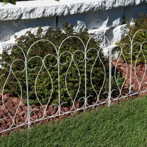 Sunnydaze Outdoor Lawn and Garden Metal Traditional Style Decorative Border Fence Panel Set - 10' - White - 5pk