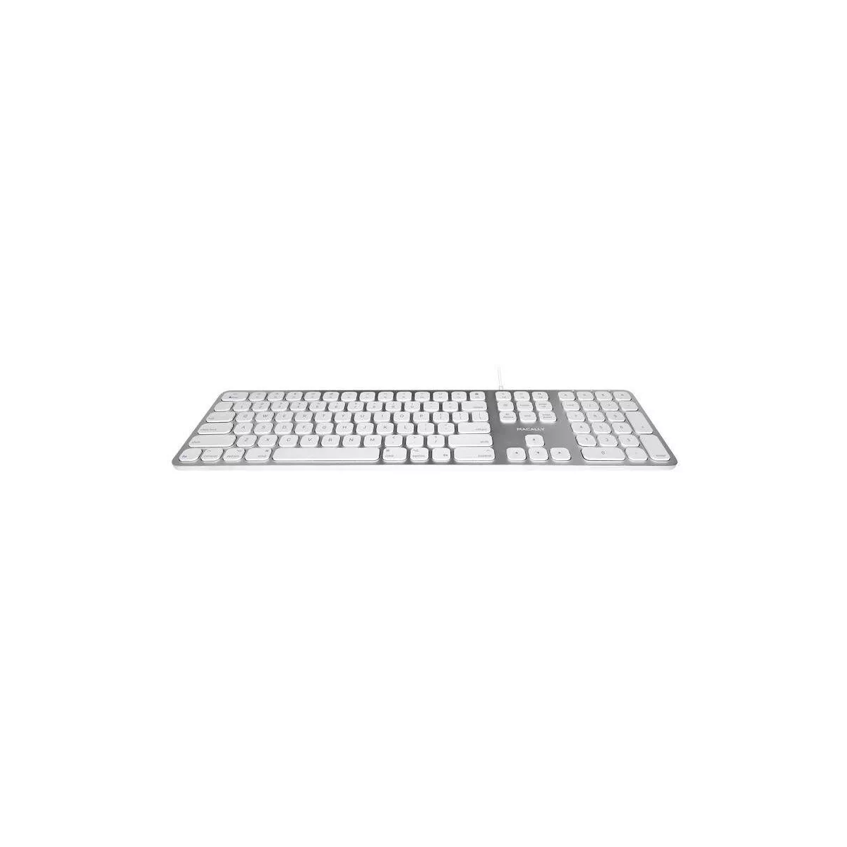 Macally Full Aluminum Wired Keyboard With Number Keypad and 2 Port USB Hub