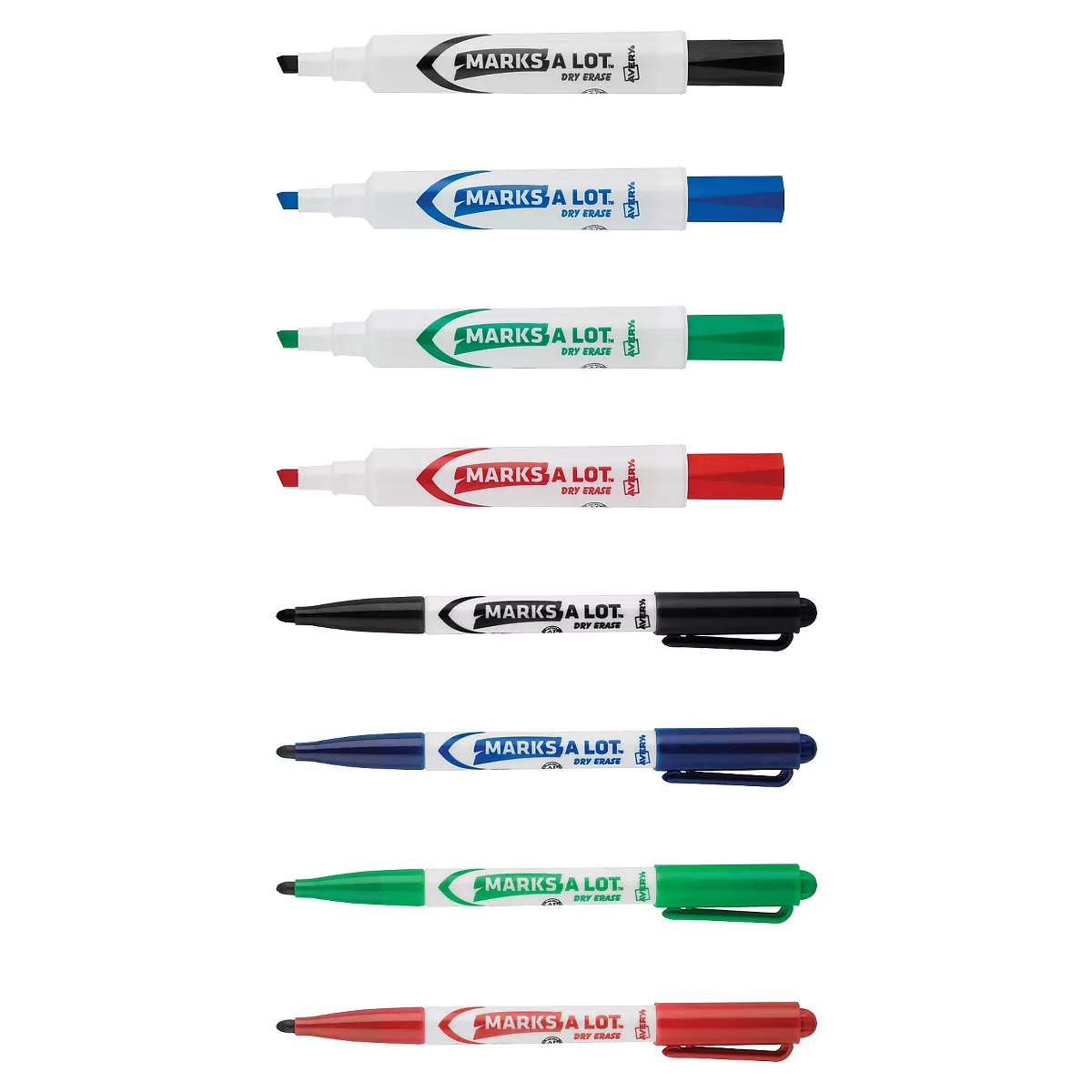 Avery Marks-A-Lot Desk/Pen-Style Dry Erase Marker Chisel/Bullet Tip Assorted 24/PK 29870