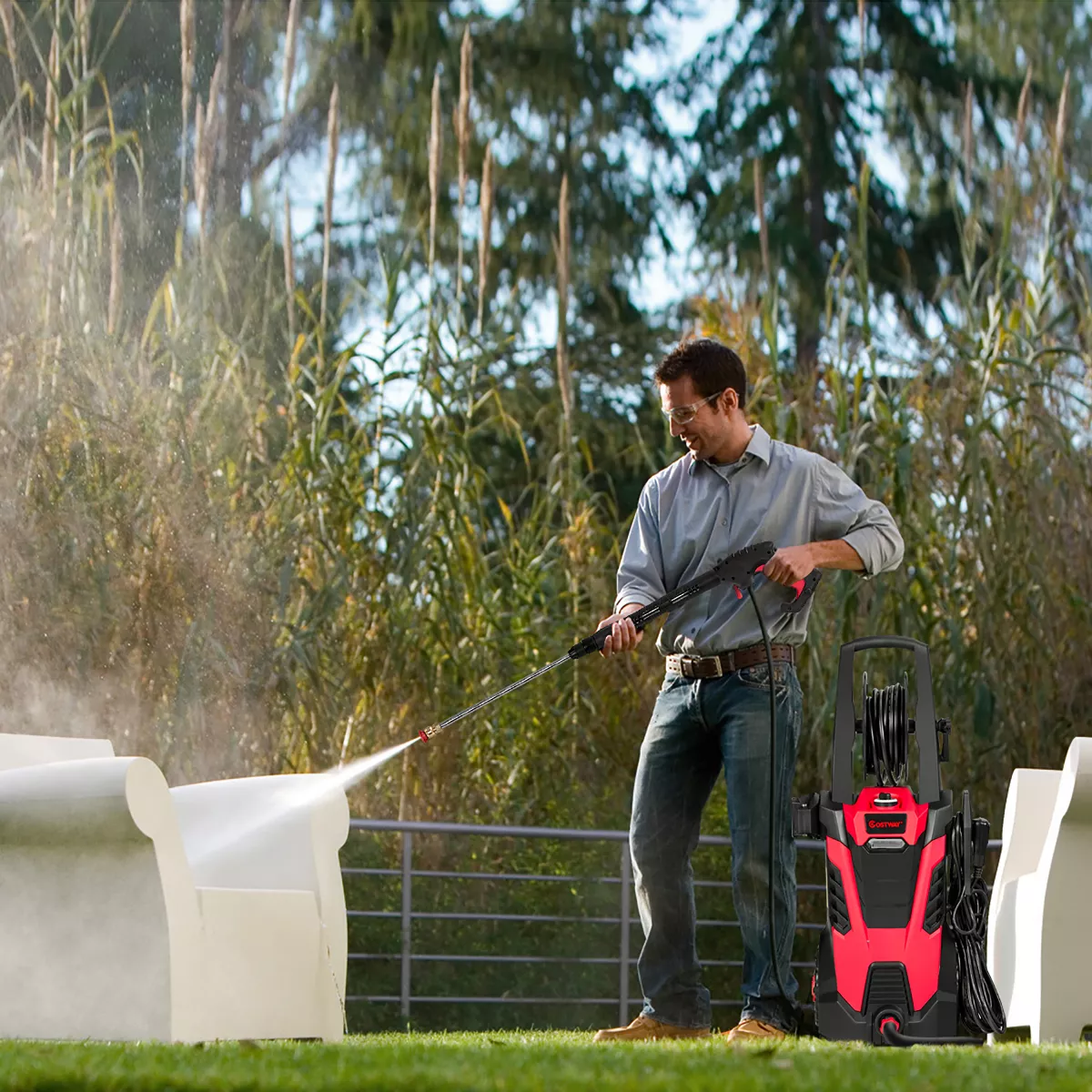 Costway 3500 PSI 2.1GPM Electric Pressure Washer High Power Water Cleaner W/ 5 Nozzles