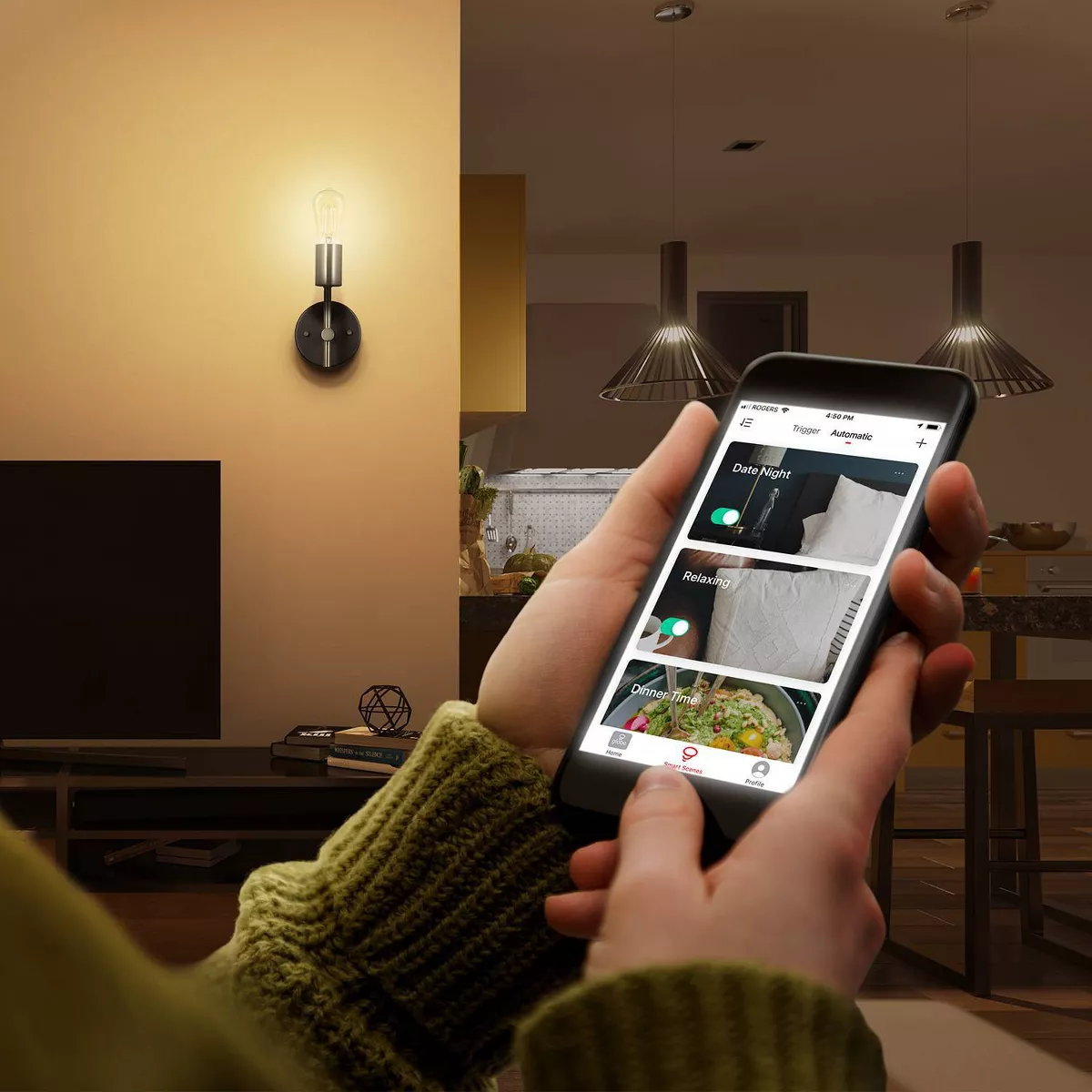 Smart 60W Equivalent Vintage Filament Tunable White LED Wi-Fi Enabled Voice Activated ST19 E26 Amber Glass Light Bulb