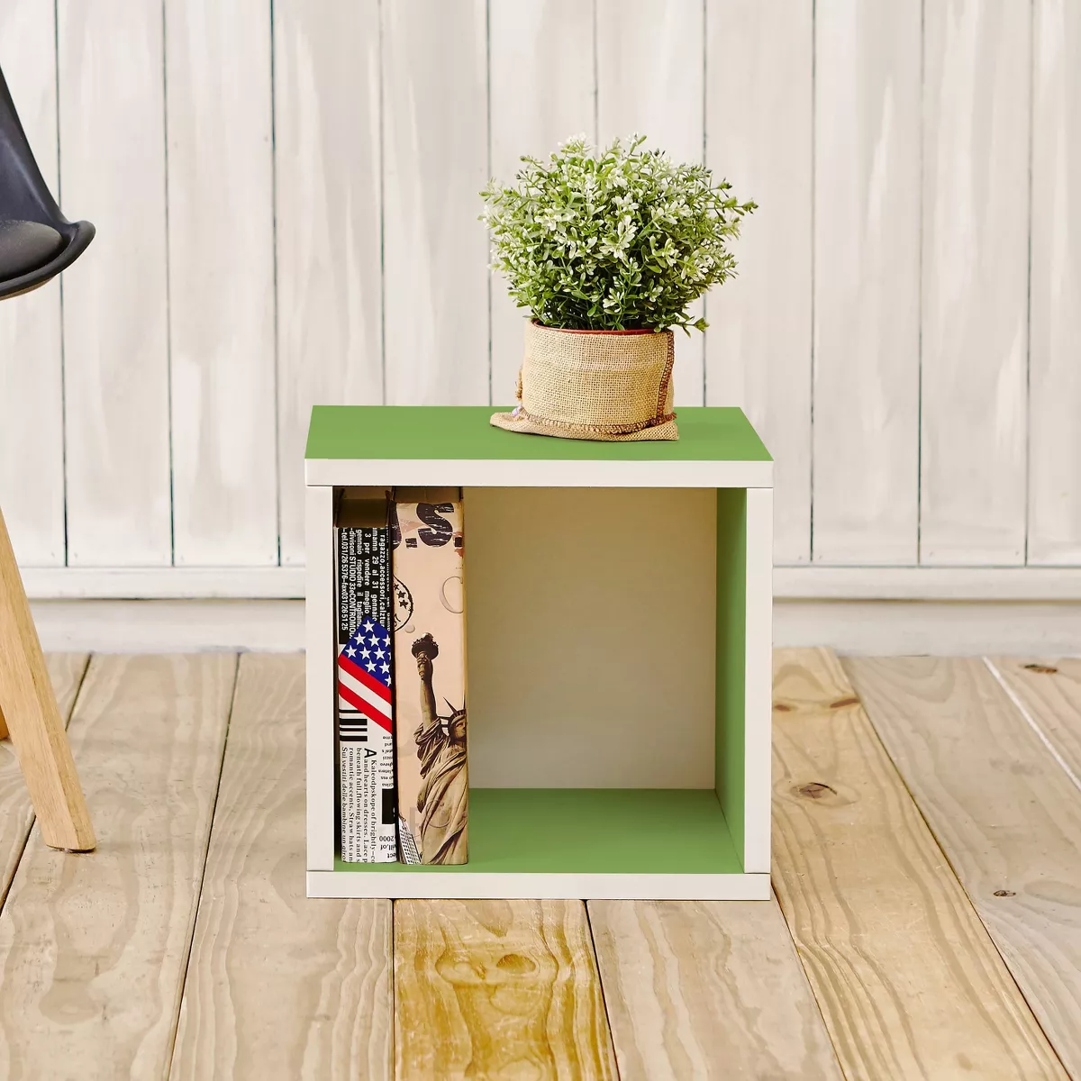 Way Basics Stackable Eco Cube Storage Cubby Organizer Green
