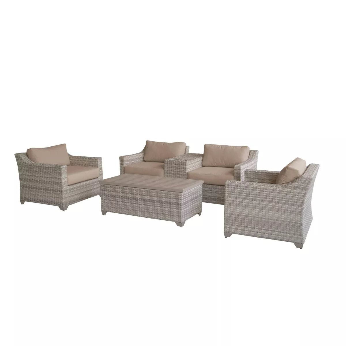 Fairmont 6pc Patio Seating Set with Cushions - Wheat - TK Classics