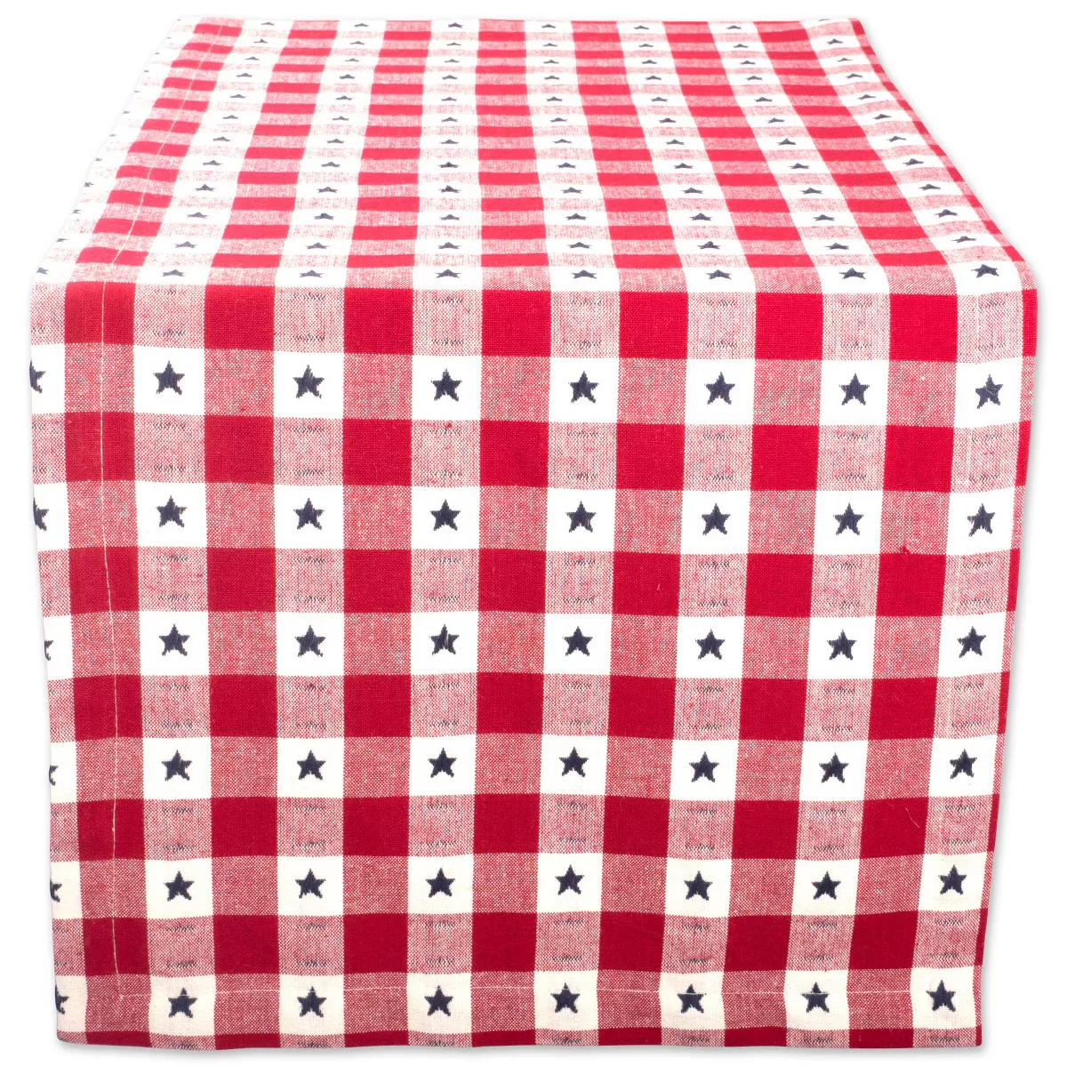 72"x14" Star Check Table Runner Red/White - Design Imports