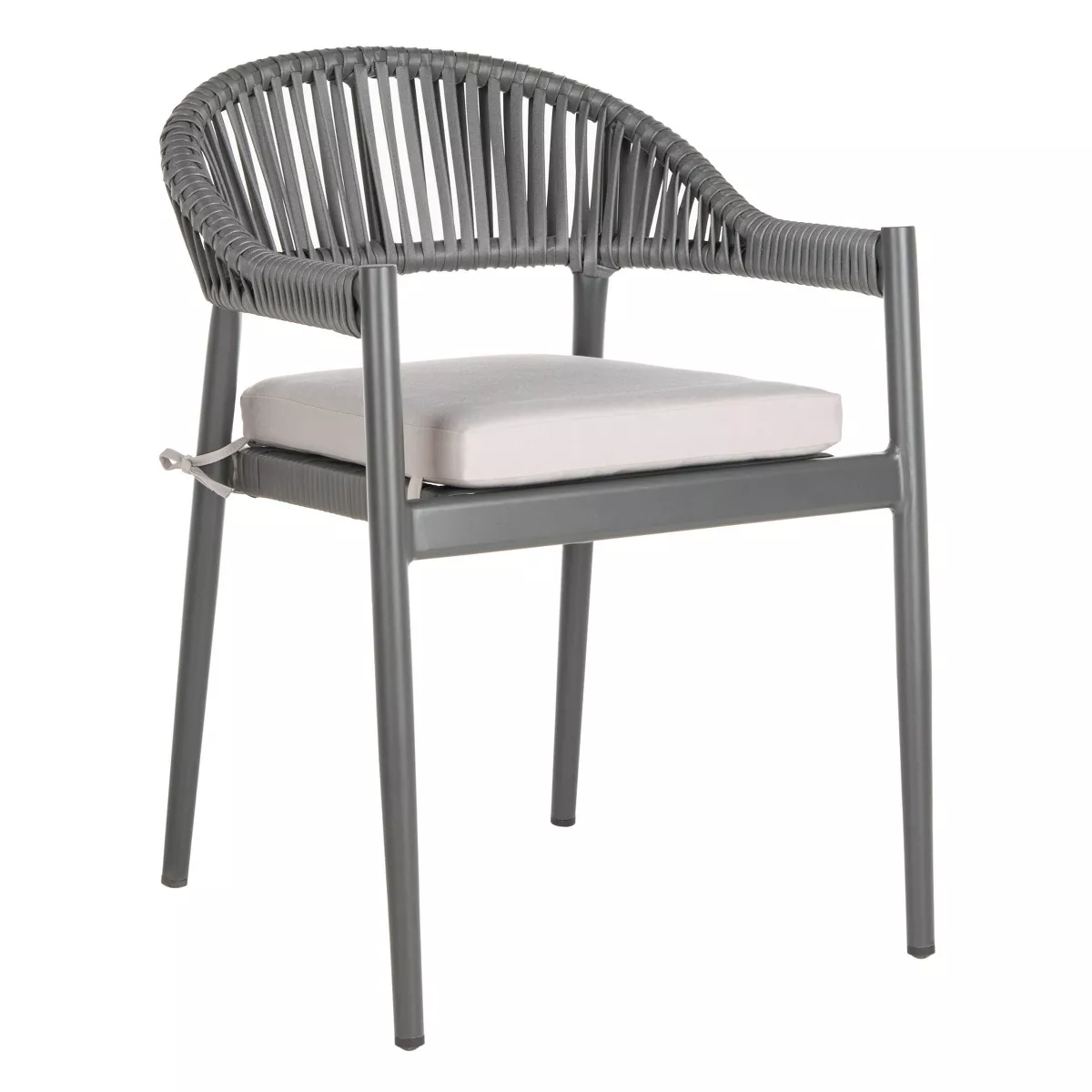 Greer 2pk Stackable Rope Accent Chair - Gray/Gray Cushion - Safavieh