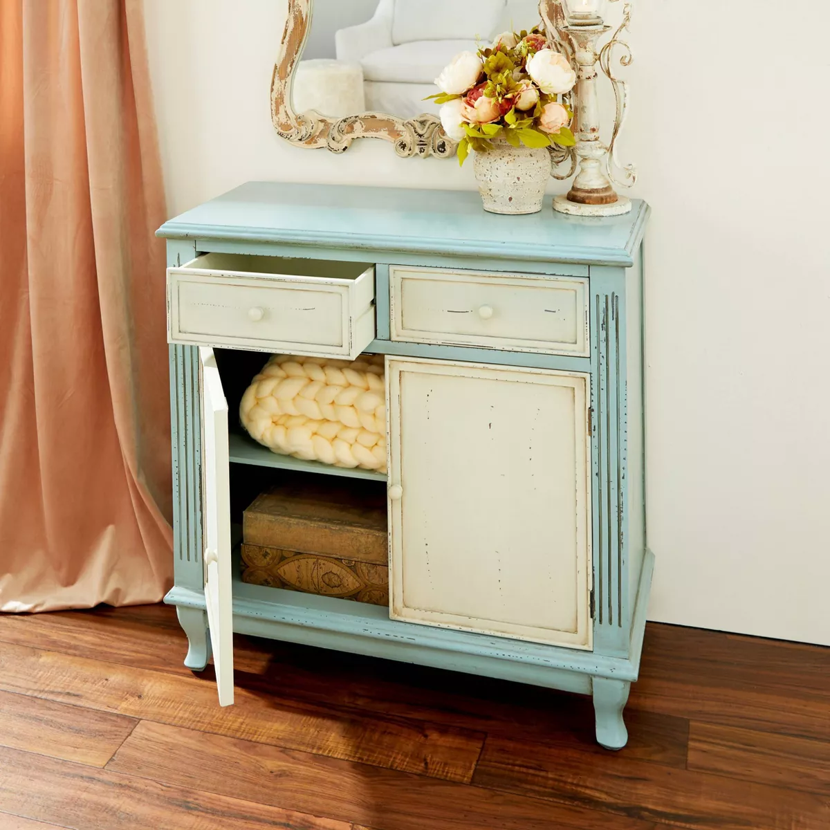 Wood 2 Over 2 Cabinet Buffet Green - Olivia & May