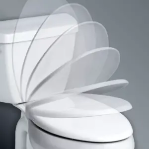 Lannon Never Loosens Elongated Enameled Wood Toilet Seat with Slow Close Hinge White - Mayfair by Bemis