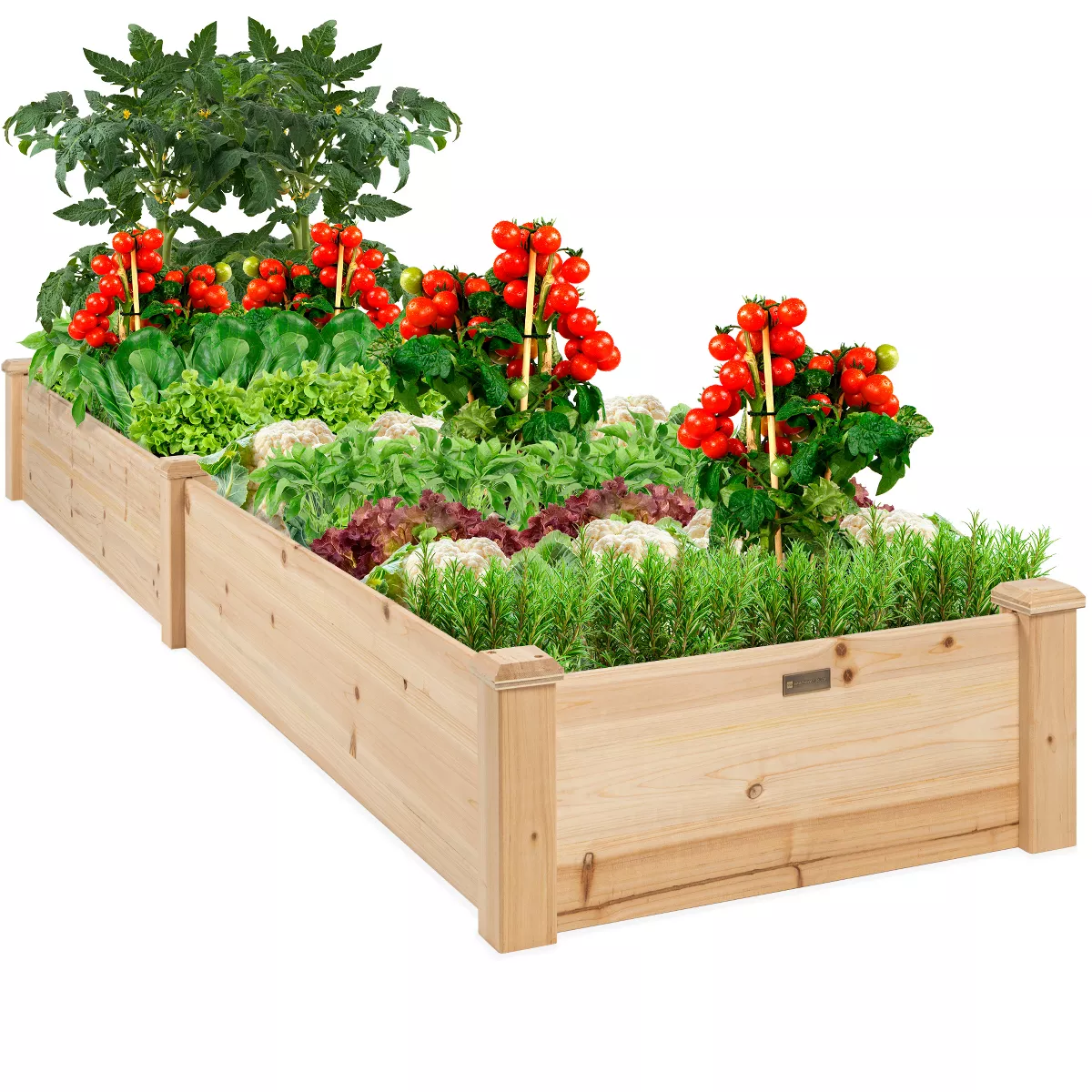 Best Choice Products 8x2ft OutdoorWooden Raised Garden Bed Planter for Grass, Lawn, Yard - Natural