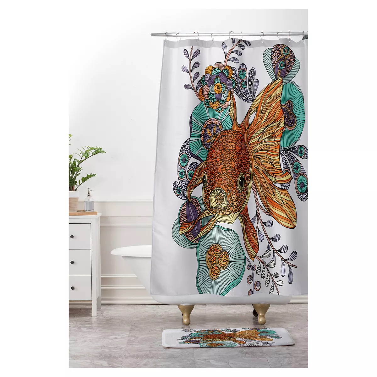 Valentina Ramos Little Fish Cushion Bath Mat Orange - Deny Designs