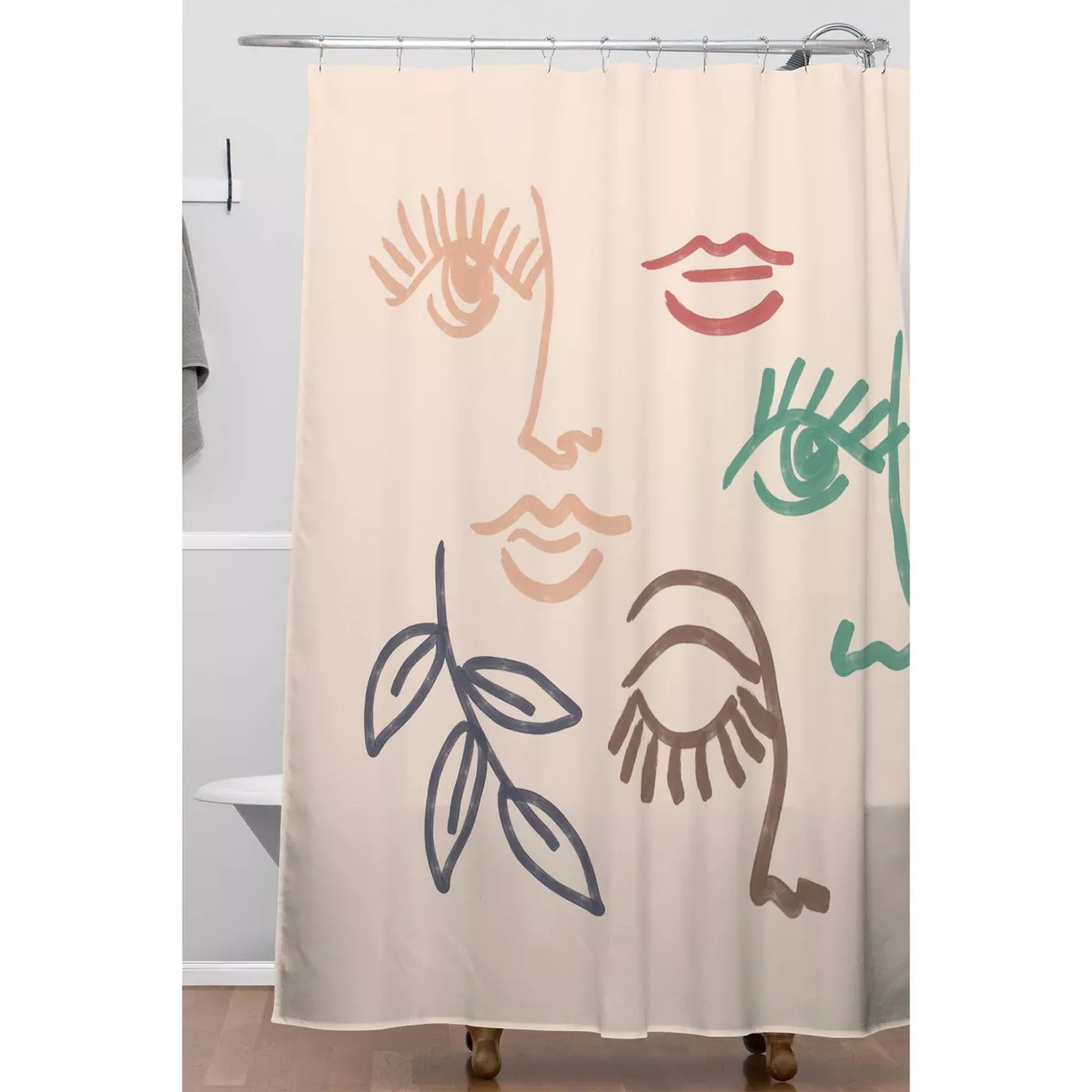 Emanuela Carratoni Line Art Portraits Shower Curtain Pink - Deny Designs