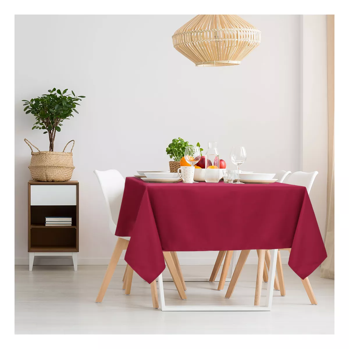 55"x55" Square Polyester Stain Resistant Solid Tablecloths Red - PiccoCasa