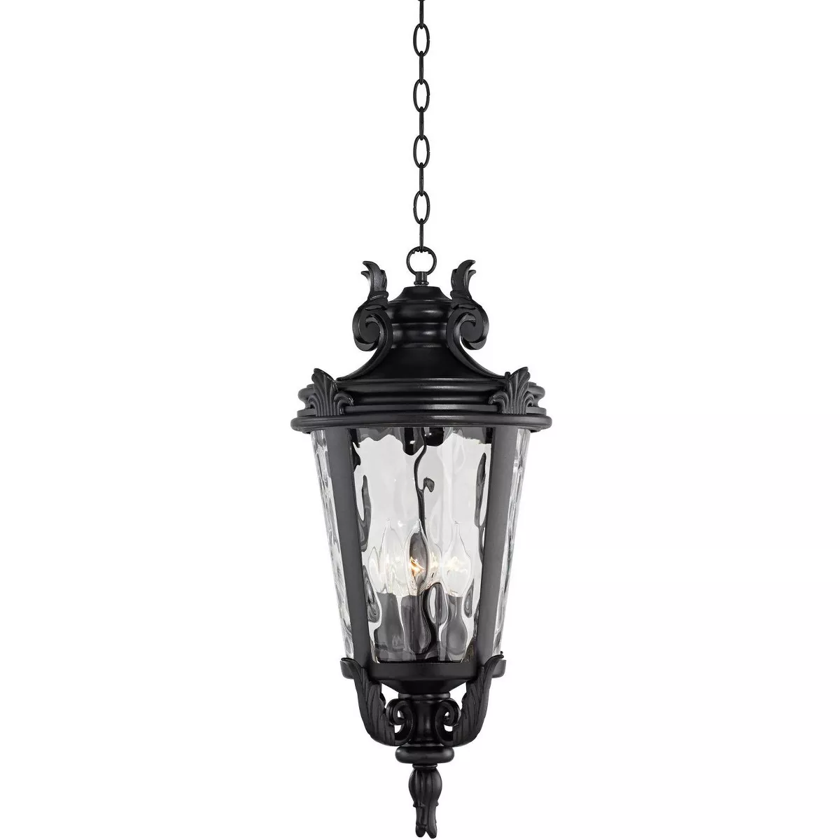 John Timberland Traditional Outdoor Ceiling Light Hanging Black Scroll 26 1/4