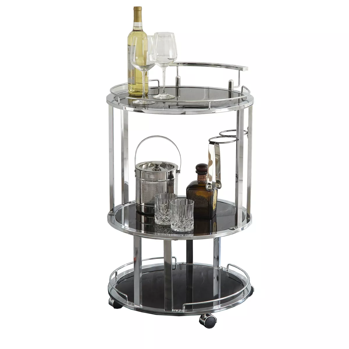 Otero Server Cart Acrylic and Chrome - Steve Silver