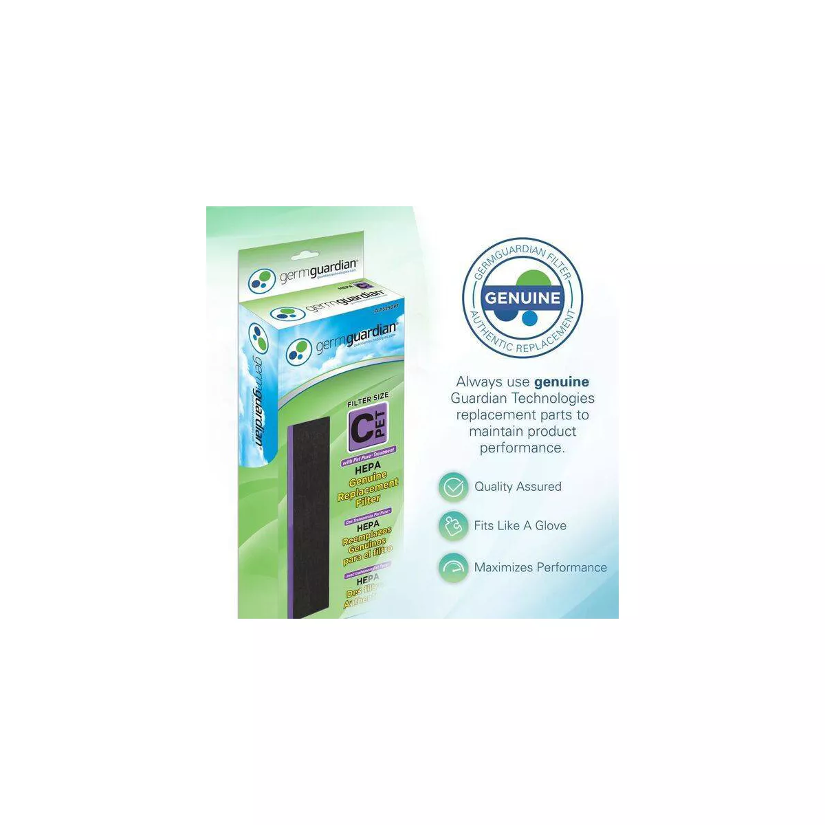 GermGuardian FLT5250PT True HEPA with Pet Pure Treatment GENUINE Replacement Air Control Filter C for AC5000 Series Air Purifiers