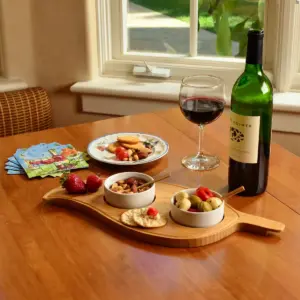 Picnic at Ascot Patented Bamboo Cheese & Charcuterie Board - Stores as a Compact Wedge- Opens to 13