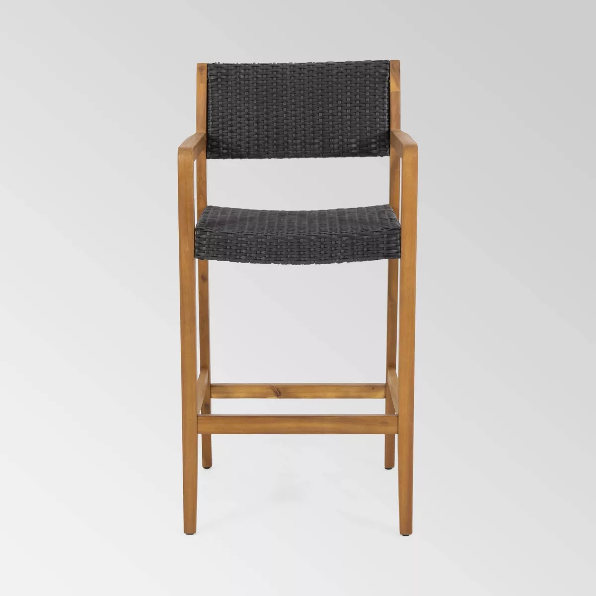 Genesee 2pk Acacia Wood Bar Stools - Teak/Black - Christopher Knight Home