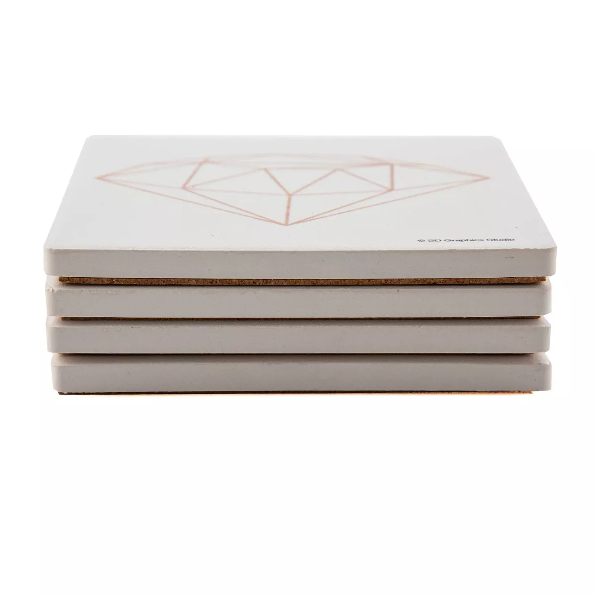 4pk Ceramic Rose Gold Geo Diamond Print Coasters - Thirstystone