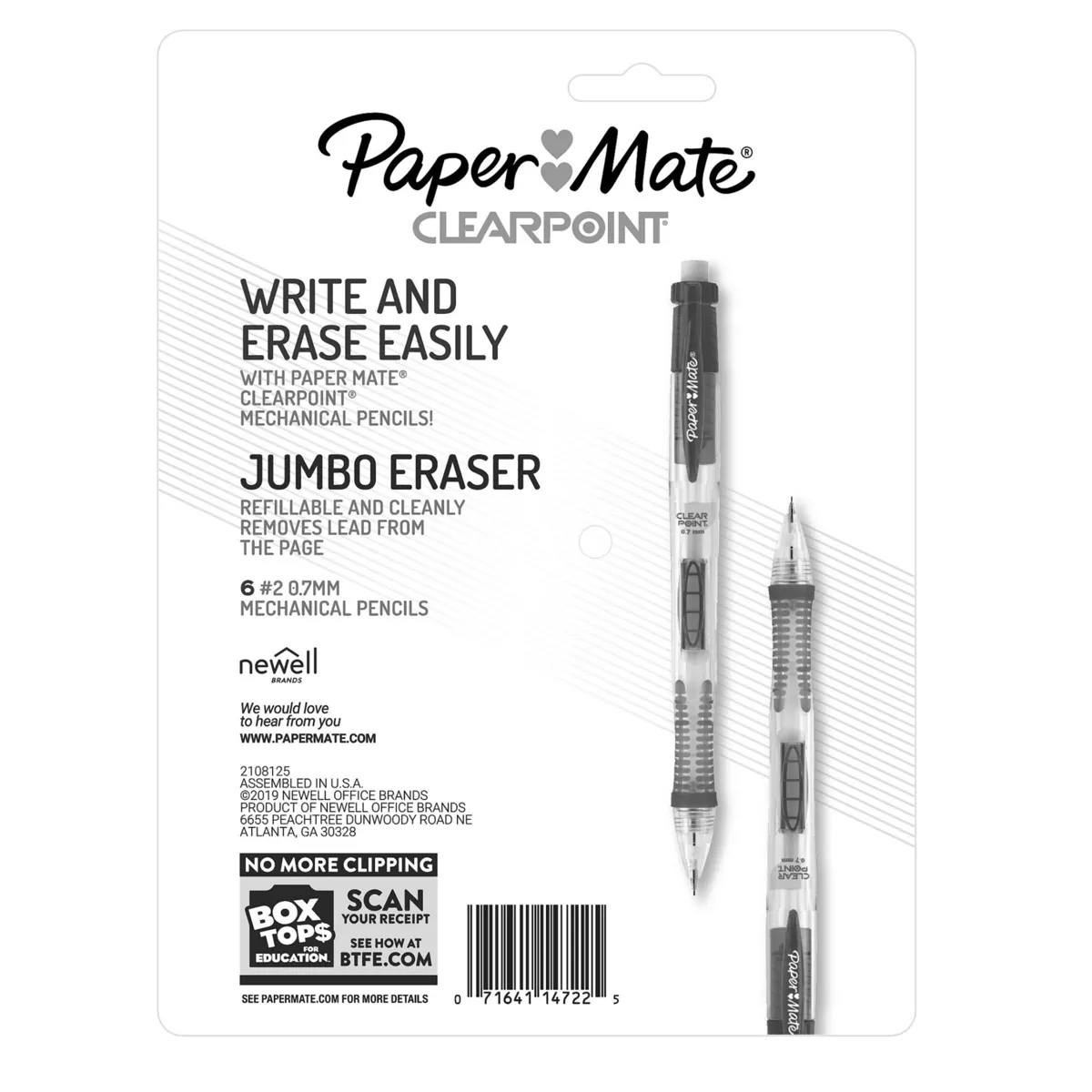 6pk #2 Mechanical Pencils ClearPoint .7mm Multicolor - PaperMate