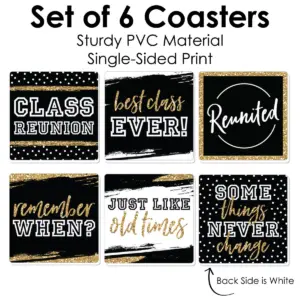 Big Dot of Happiness Reunited - School Class Reunion Party Decorations - Drink Coasters - Set of 6