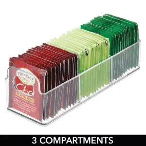mDesign Plastic Kitchen Tea Bag Organizer Storage Caddy Holder, 4 Pack - Clear