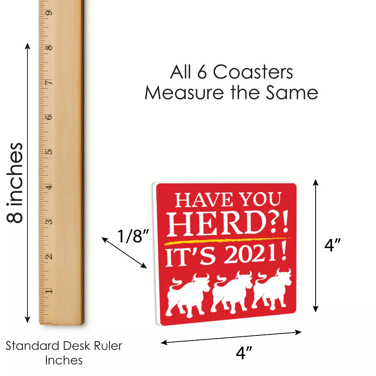 Big Dot of Happiness Chinese New Year - Funny 2021 Year of the Ox Decorations - Drink Coasters - Set of 6