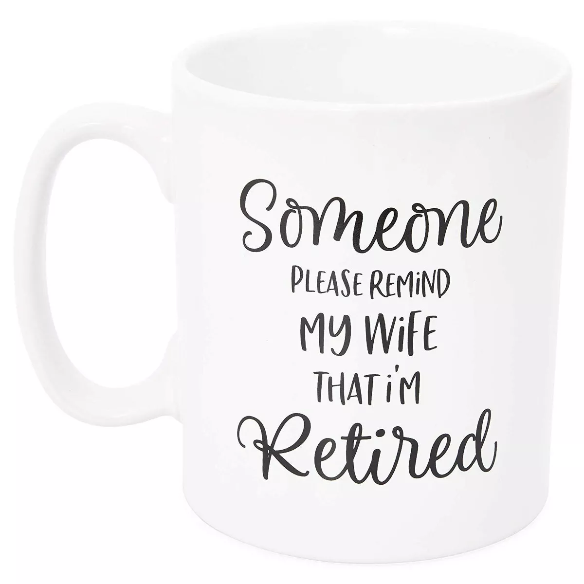 Sparkle and Bash 2-Pack White Funny Retirement White Coffee Mugs Tea Cup, Gag Gift for Husband & Wife