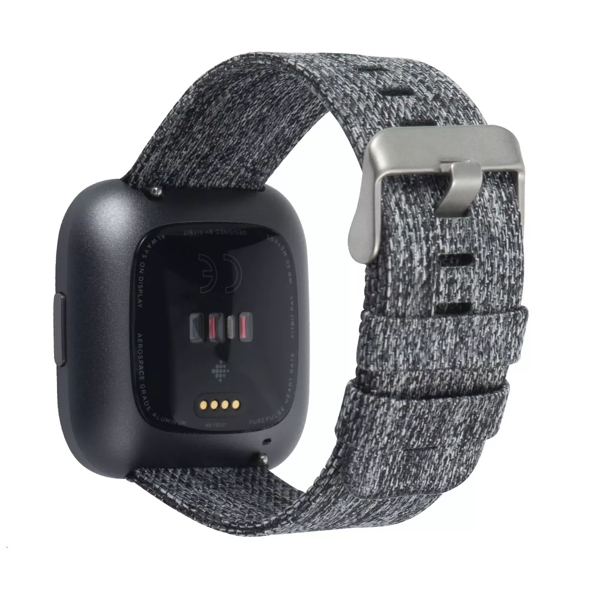 Insten Canvas Woven Fabric Band for Fitbit Versa 2 / 1 / Lite / SE, Replacement Strap, Gray Black