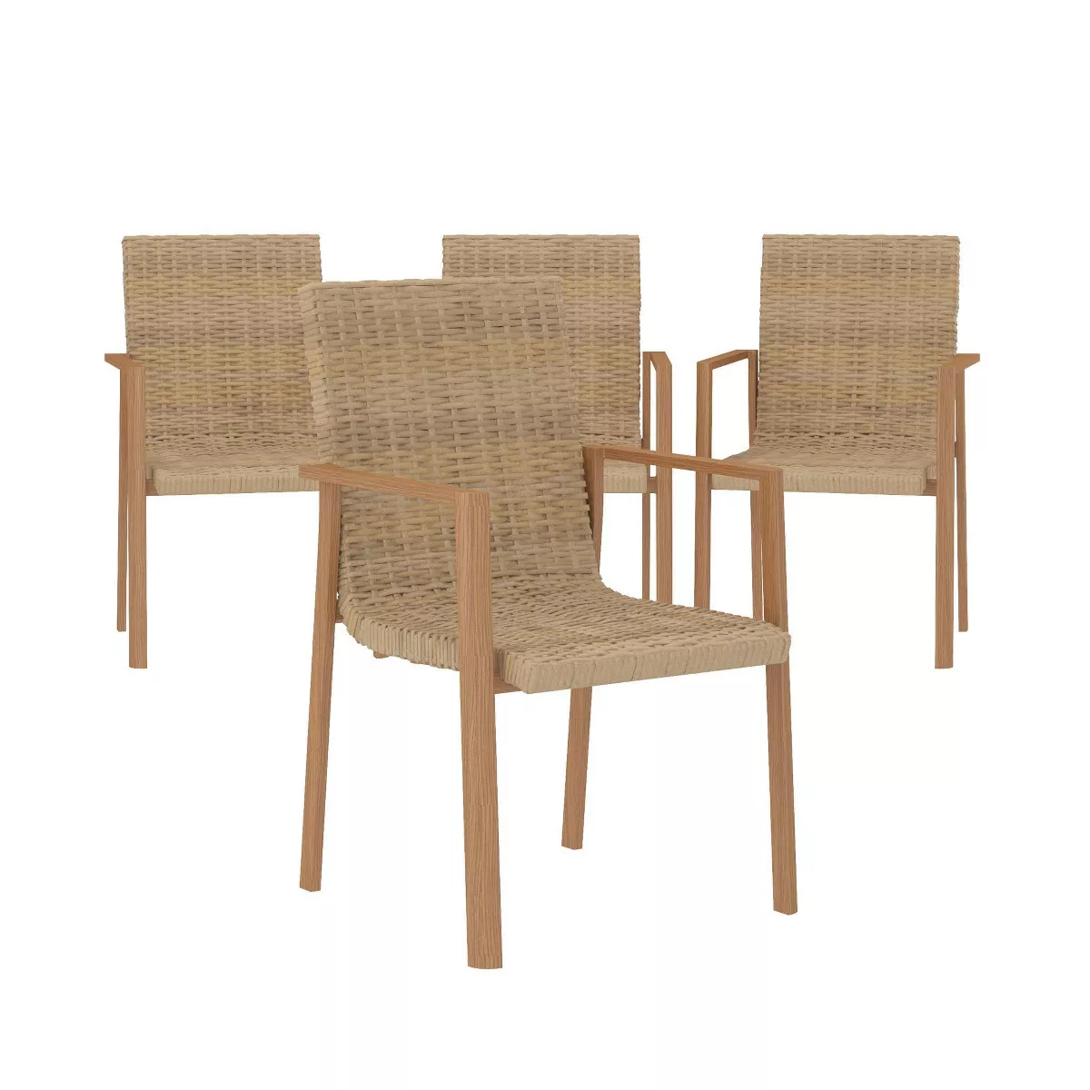 4pk Aluminum Stacking Dining Patio Chairs Tan - Room & Joy