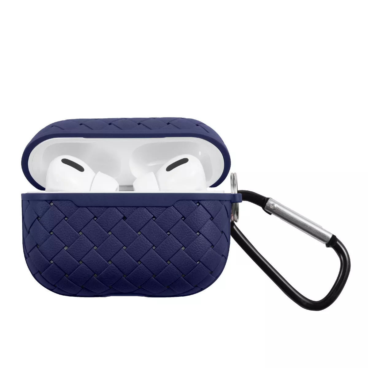 Insten Weave Shape Case For AirPods Pro, Soft TPU Skin Cover with Carabiner, Blue