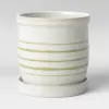 4" Stoneware Ceramic Lines Planter White - Threshold™