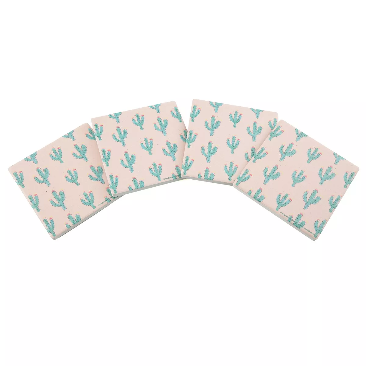 4pk Ceramic Pink Cactus Print Coasters - Thirstystone