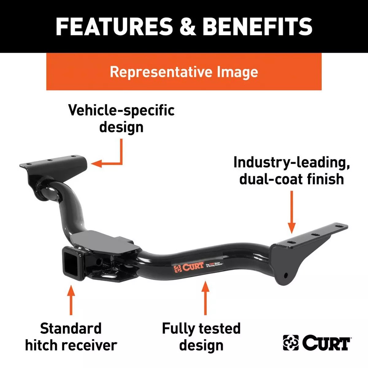 Curt 13065 Heavy Duty Class 3 Trailer Hitch with 2 inch Receiver for Select Select Jeep Grand Cherokee, Black