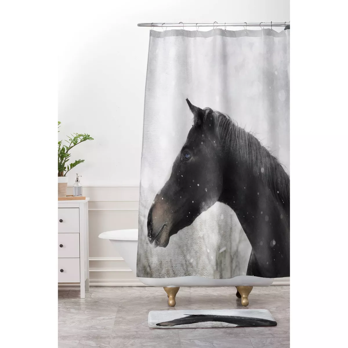 Winter Horse Shower Curtain Gray - Deny Designs