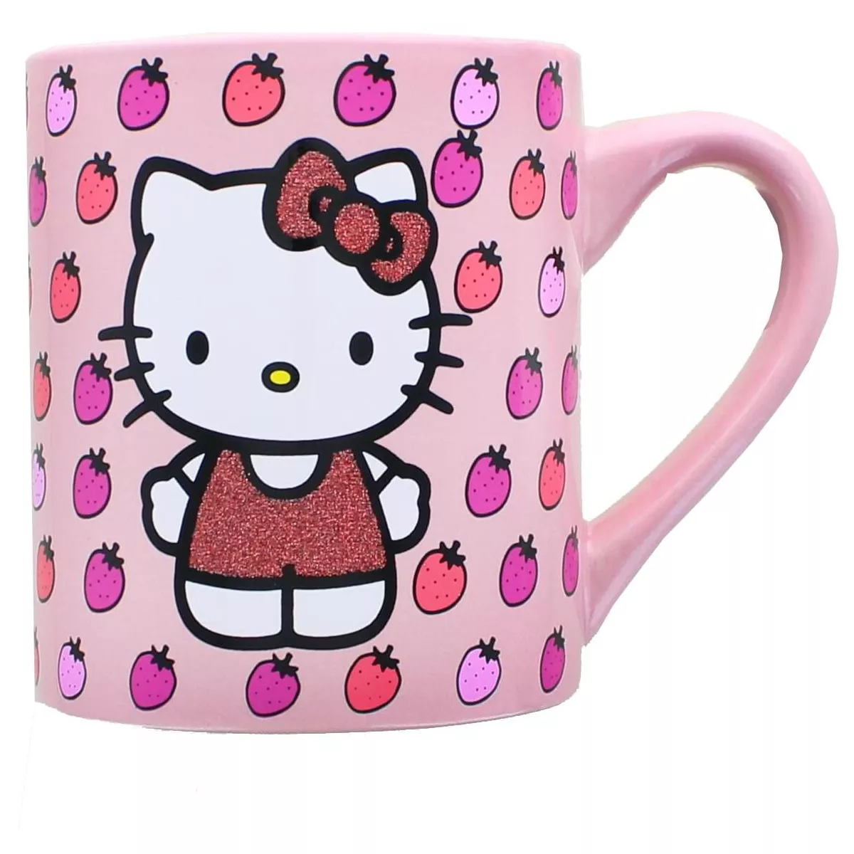 Silver Buffalo Hello Kitty Glitter Strawberry 14oz Ceramic Mug