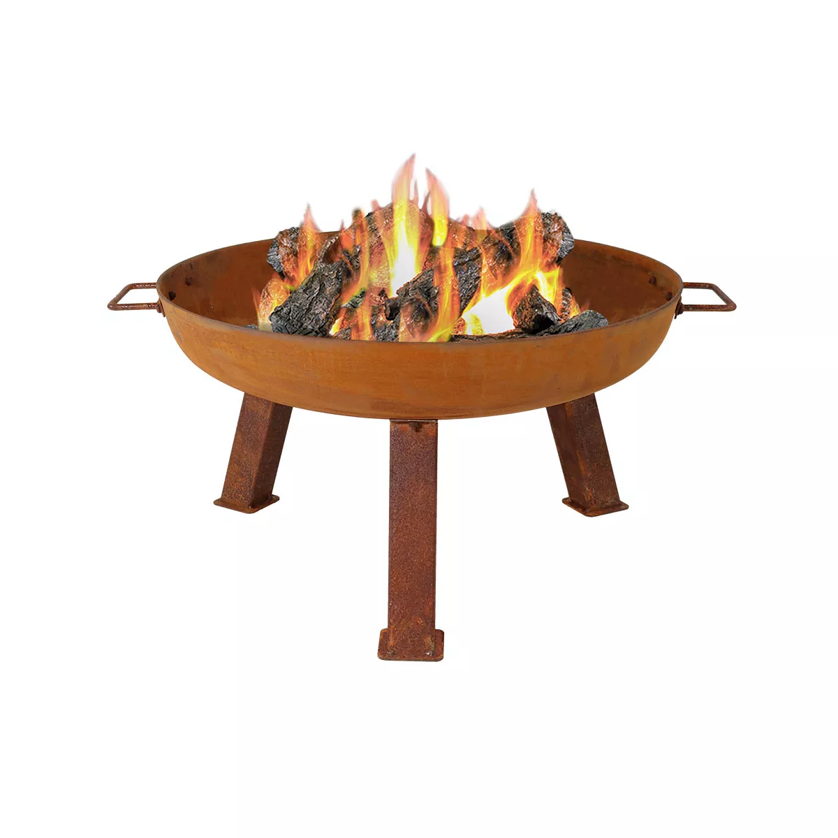 Sunnydaze Outdoor Camping or Backyard Portable Round Cast Iron Rustic Fire Pit Bowl with Handles - 24