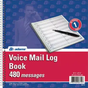 Adams Voice Mail Log Book 480 Messages 8-1/2