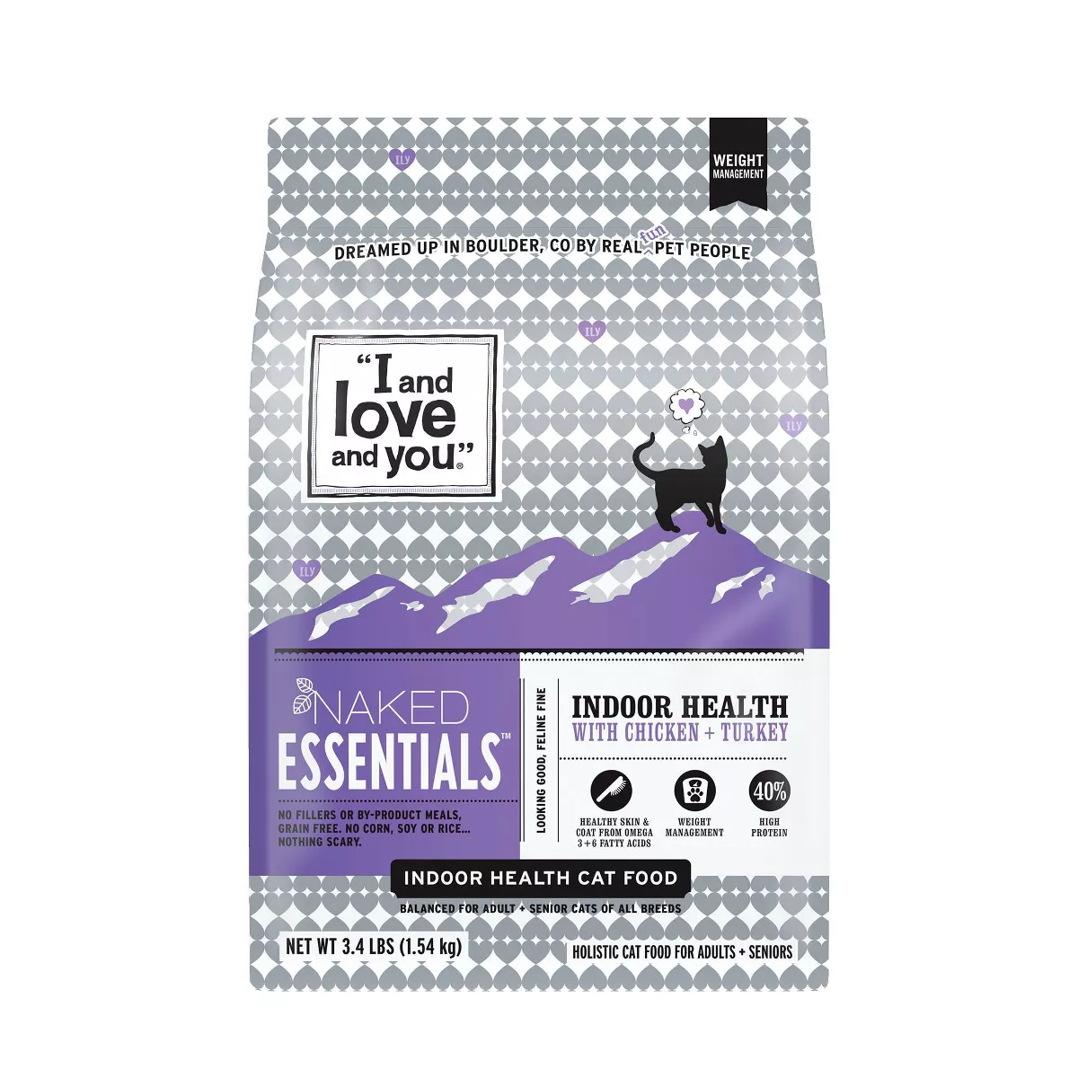 I and Love and You Naked Essentials Indoor Health with Chicken & Turkey Adult Premium Dry Cat Food - 3.4lbs