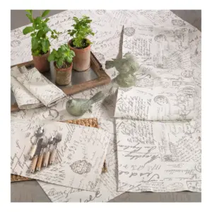 Beige Letters Tablecloth - Saro Lifestyle