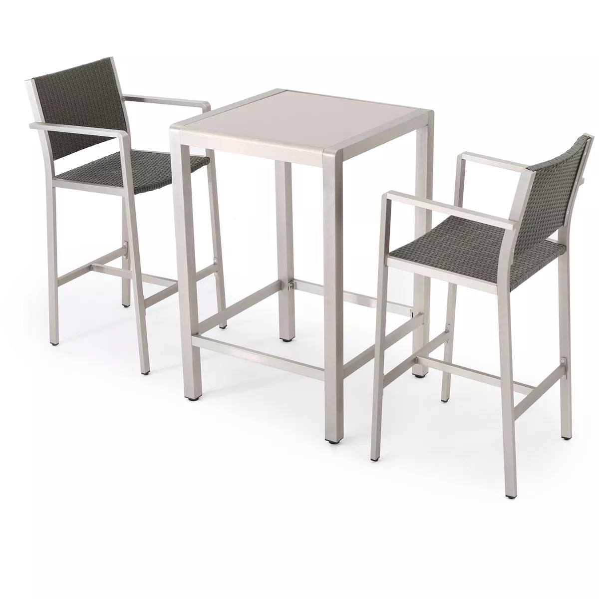 Cape Coral 3pc All-Weather Wicker/Metal Patio Bar Set - Gray - Christopher Knight Home