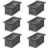Like-It Versatile Plastic Stacking Home Bathroom Storage Solution Organizer Slotted Basket Tote, Gray (6 Pack)