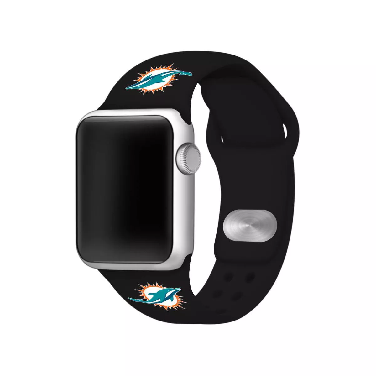 NFL Miami Dolphins Apple Watch Compatible Silicone Band 38mm - Black