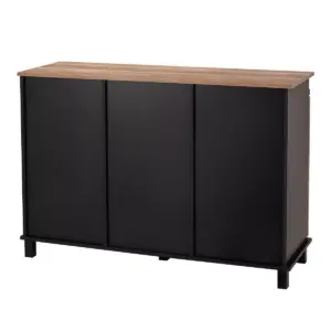 Modern Industrial Storage Cabinet with Sliding Doors Brown - Glitzhome
