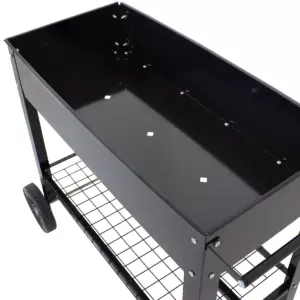 Sunnydaze Outdoor Galvanized Steel Raised Garden Bed Cart with Handlebar and Wheels for Patio, Deck or Yard - 41