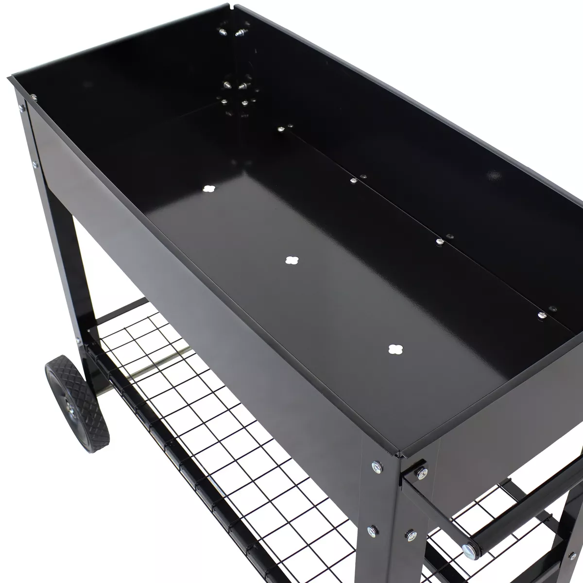 Sunnydaze Outdoor Galvanized Steel Raised Garden Bed Cart with Handlebar and Wheels for Patio, Deck or Yard - 41" L - Black