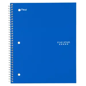 Five Star 1 Subject Wide Ruled Solid Spiral Notebook (Color Will Vary)