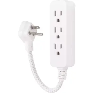 Philips 3-Outlet Surge Protector with 1 Ft. Extension Cord, Gray and White