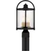John Timberland Modern Outdoor Post Light Fixture Black Warm Brass Metal 15 3/4" Clear Glass Exterior House Porch Patio Outside