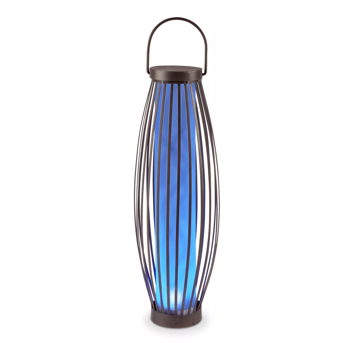 Garden Meadow 21-Inch High Solar-Powered Metal Barrel Lights with Handles, Set of 2